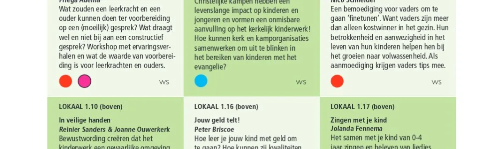 Overzicht met tekstblokken van de conferentie Rondom het Kind