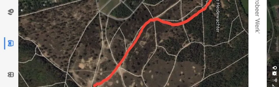 Kaartje met een uitgezette route