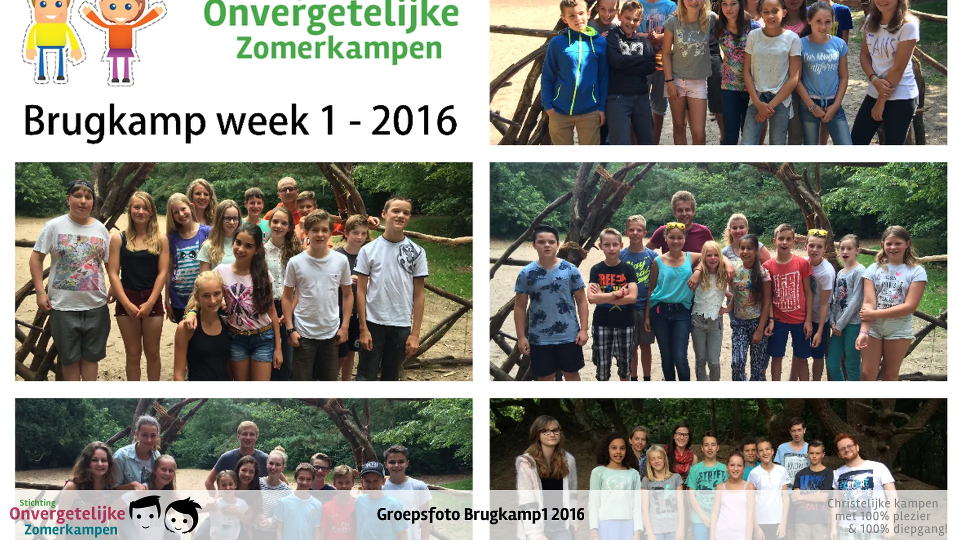 Groepsfoto van Brugkamp week 1 in 2016