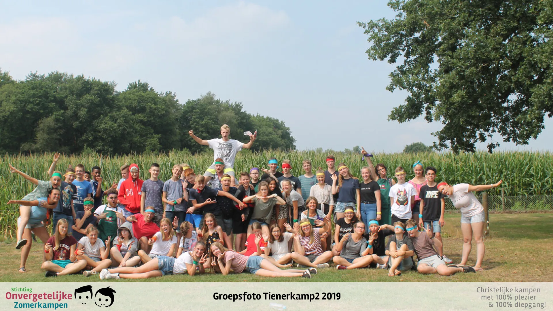 Groepsfoto van Tienerkamp week 2 in 2019