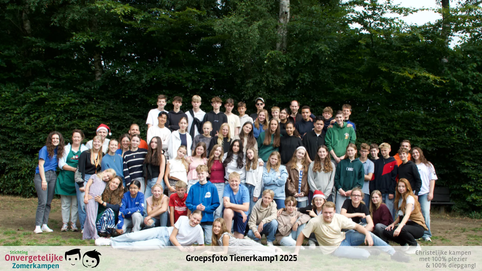 Groepsfoto van Tienerkamp week 1 in 2025