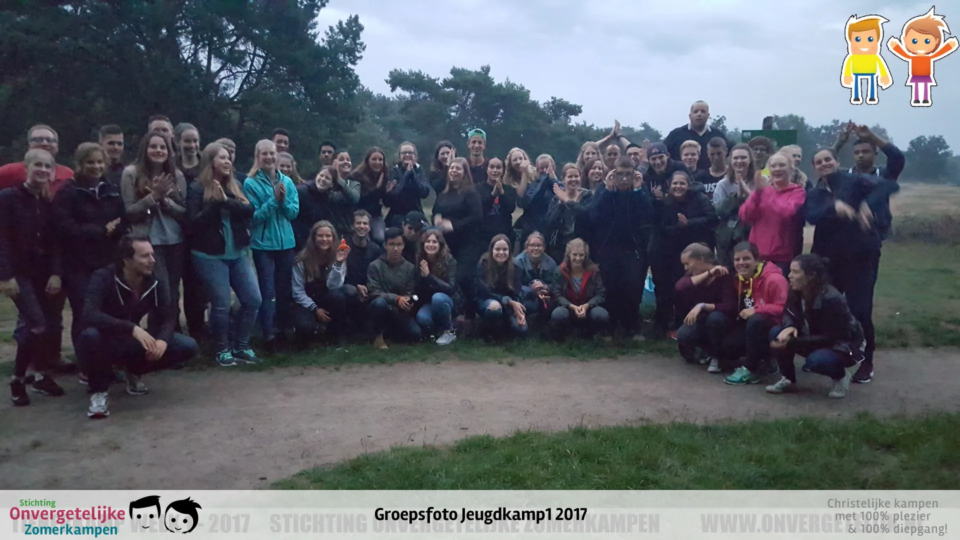 Groepsfoto van Jeugdkamp week 1 in 2017