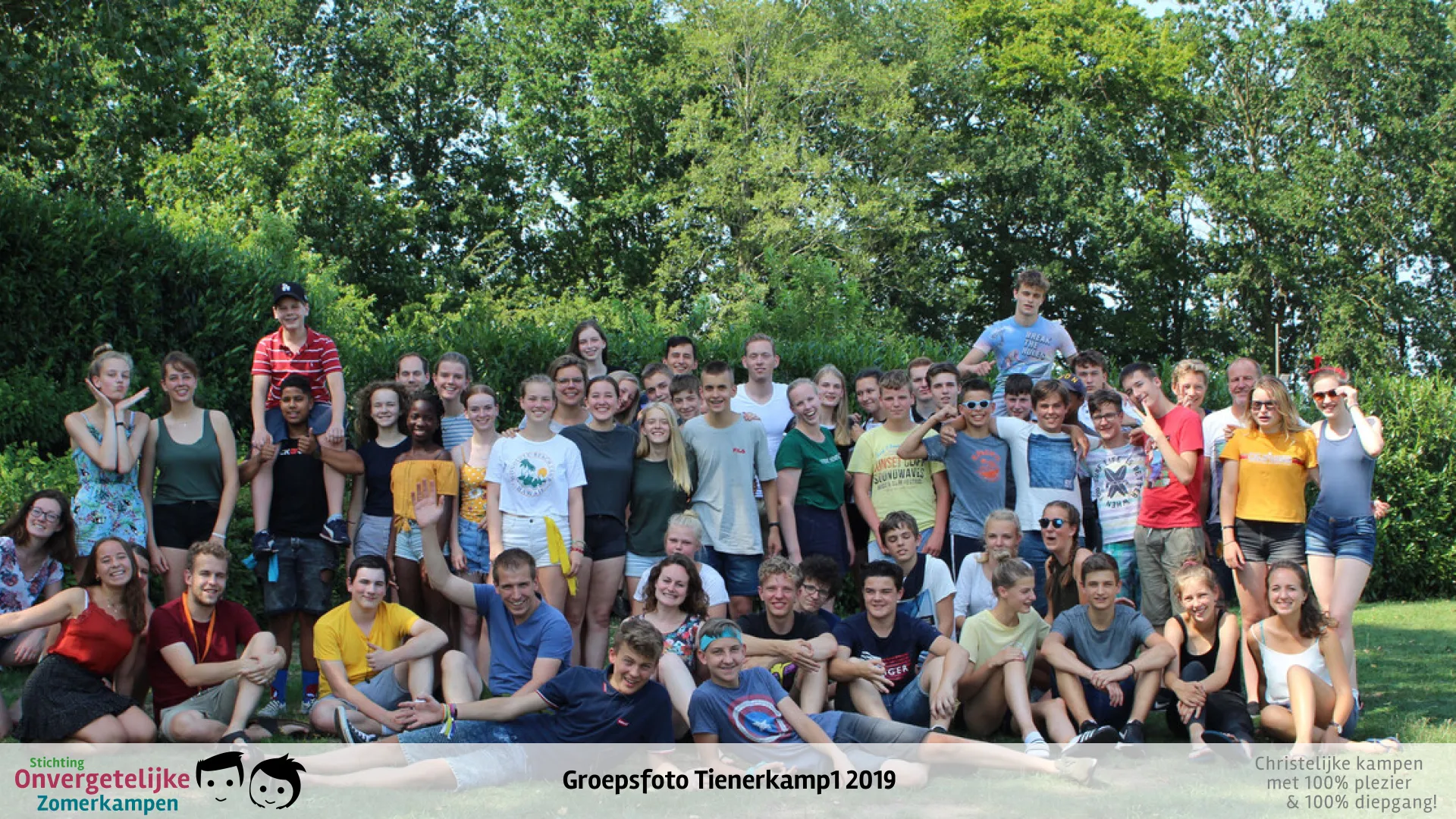 Groepsfoto van Tienerkamp week 1 in 2019