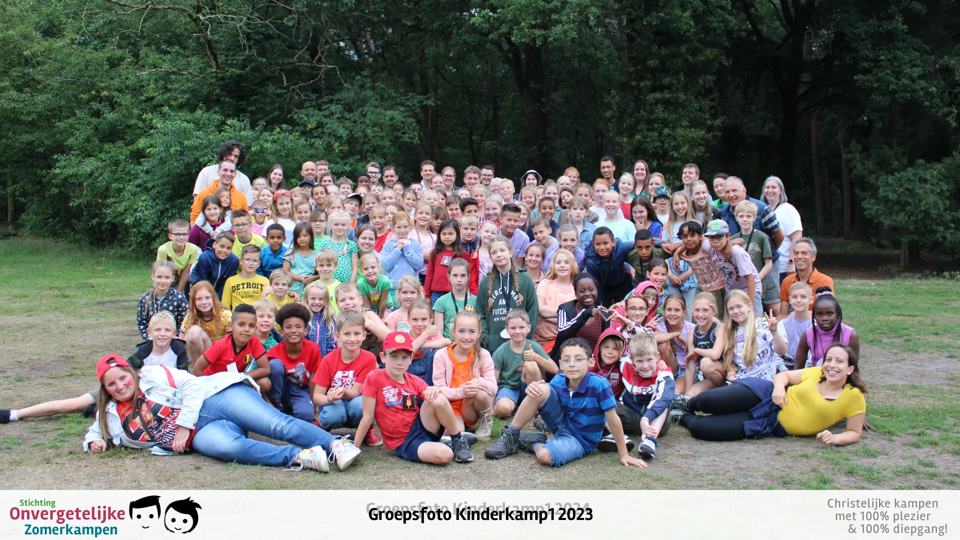 Groepsfoto van Kinderkamp week 1 in 2023