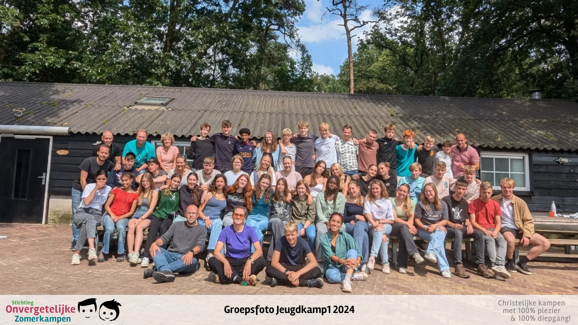 Groepsfoto van Jeugdkamp week 1 in 2024