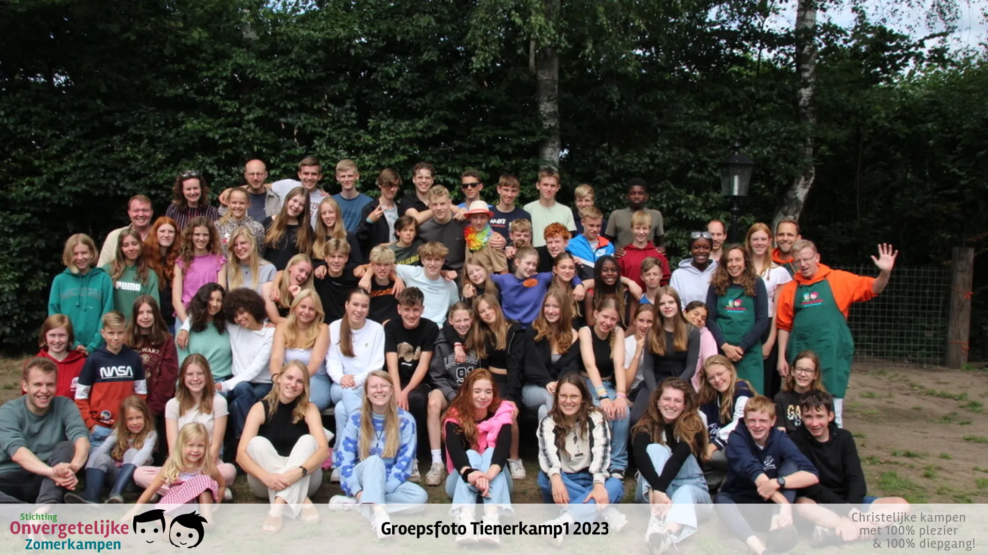 Groepsfoto van Tienerkamp week 1 in 2023