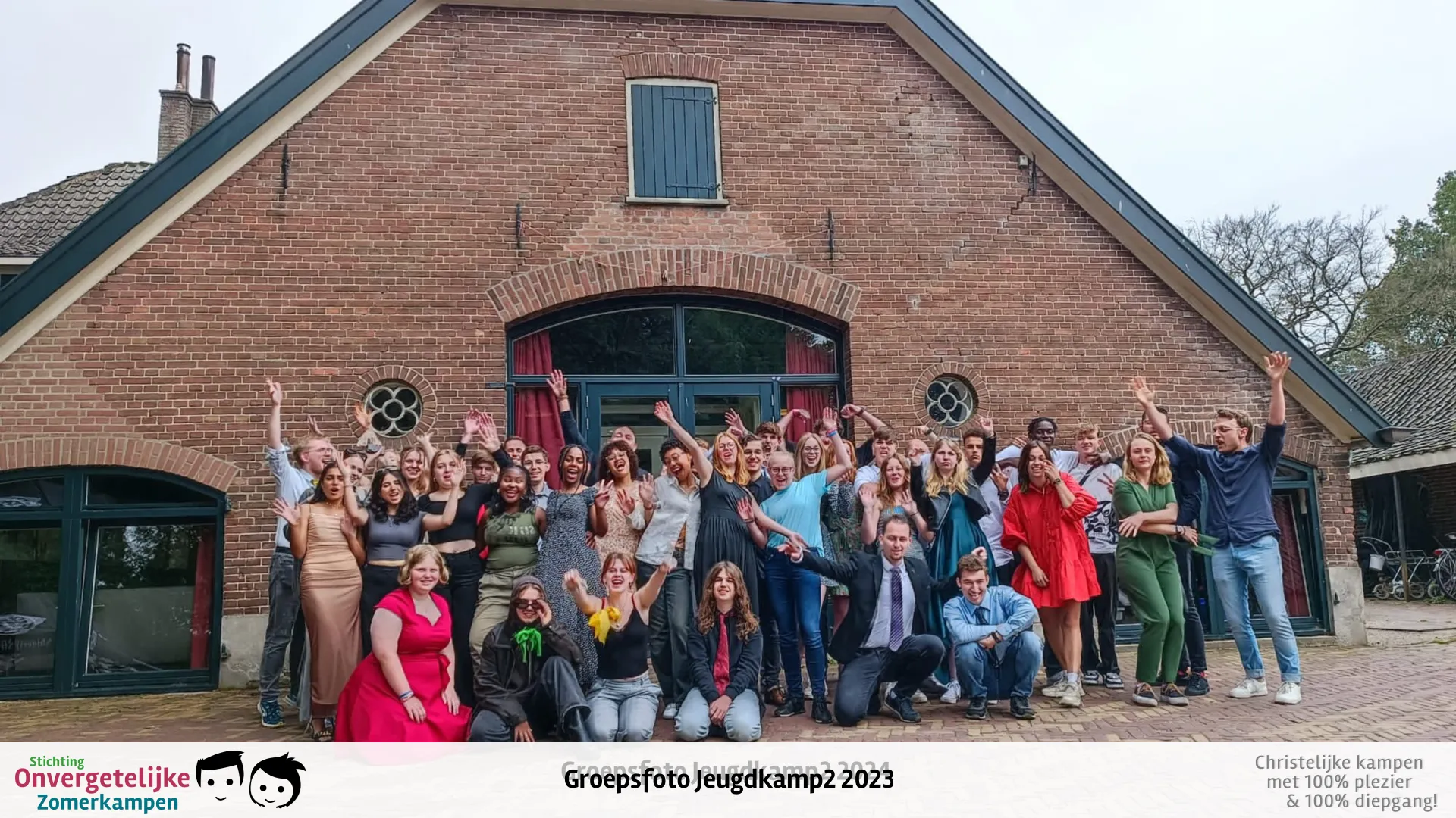 Groepsfoto van Jeugdkamp week 2 in 2023