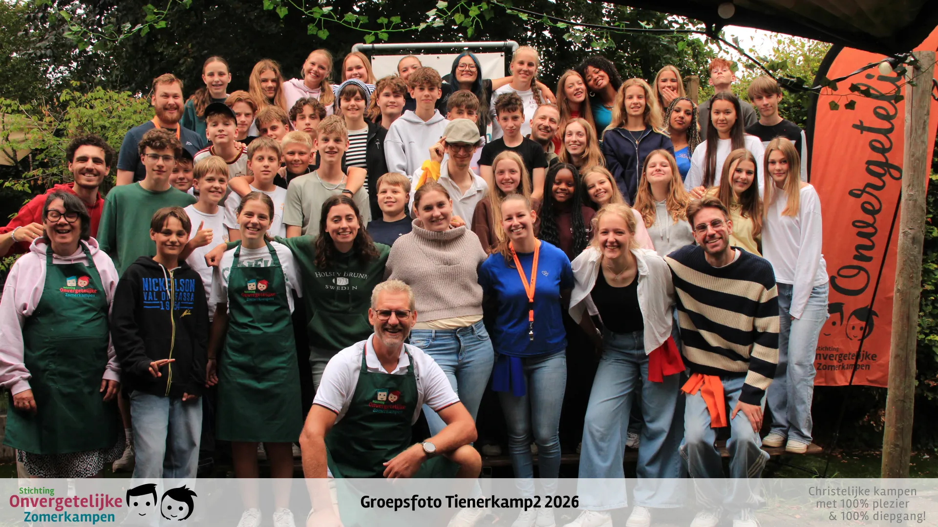 Groepsfoto van Tienerkamp week 2 in 2026