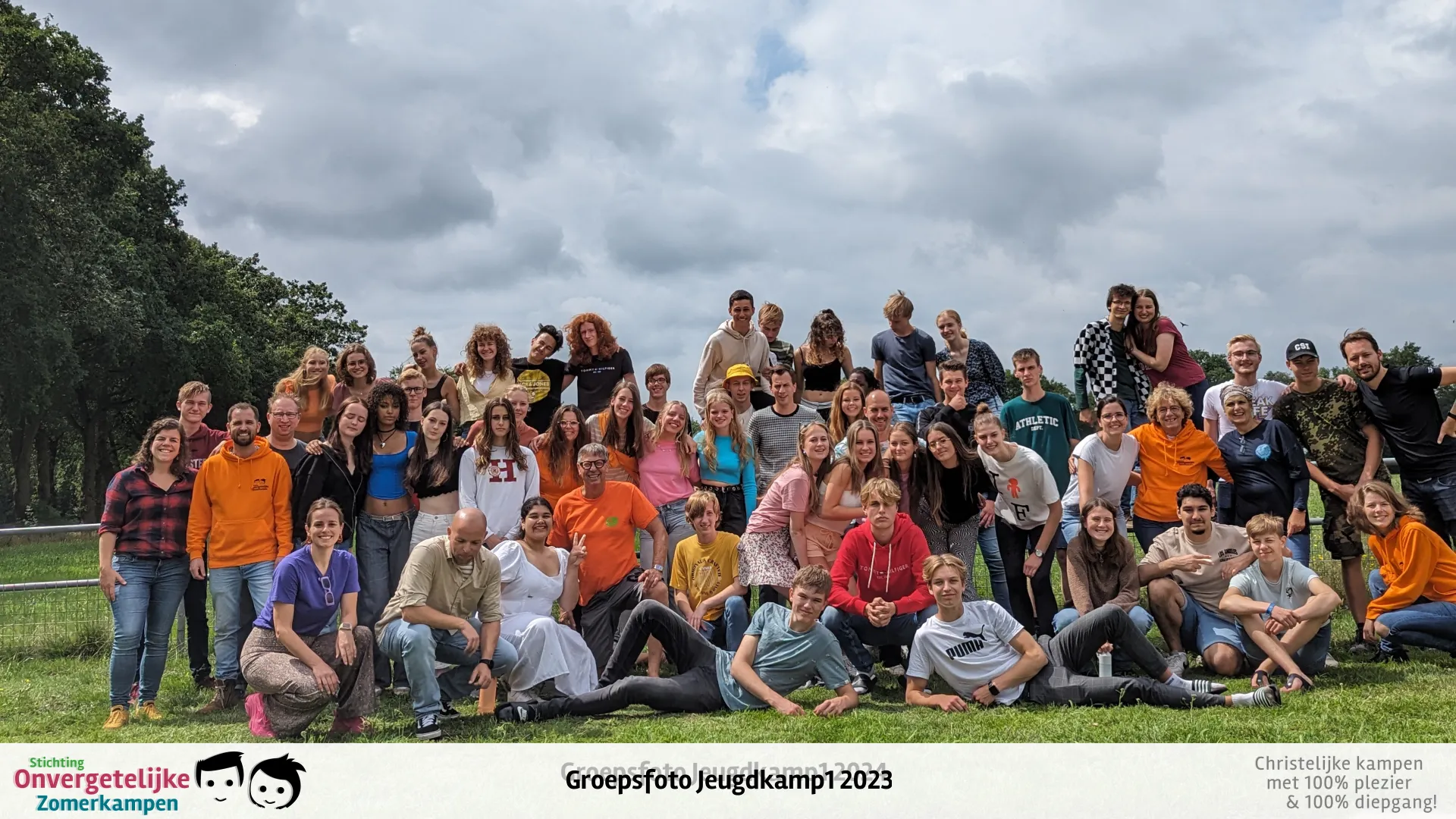 Groepsfoto van Jeugdkamp week 1 in 2023