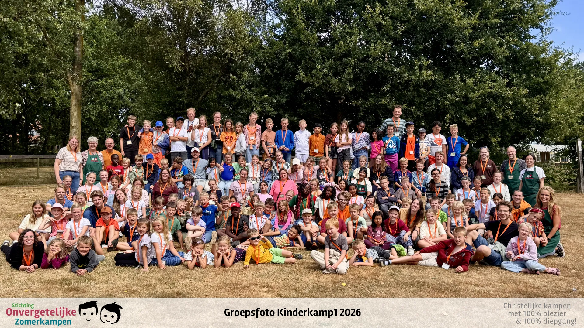 Groepsfoto van Kinderkamp week 1 in 2026