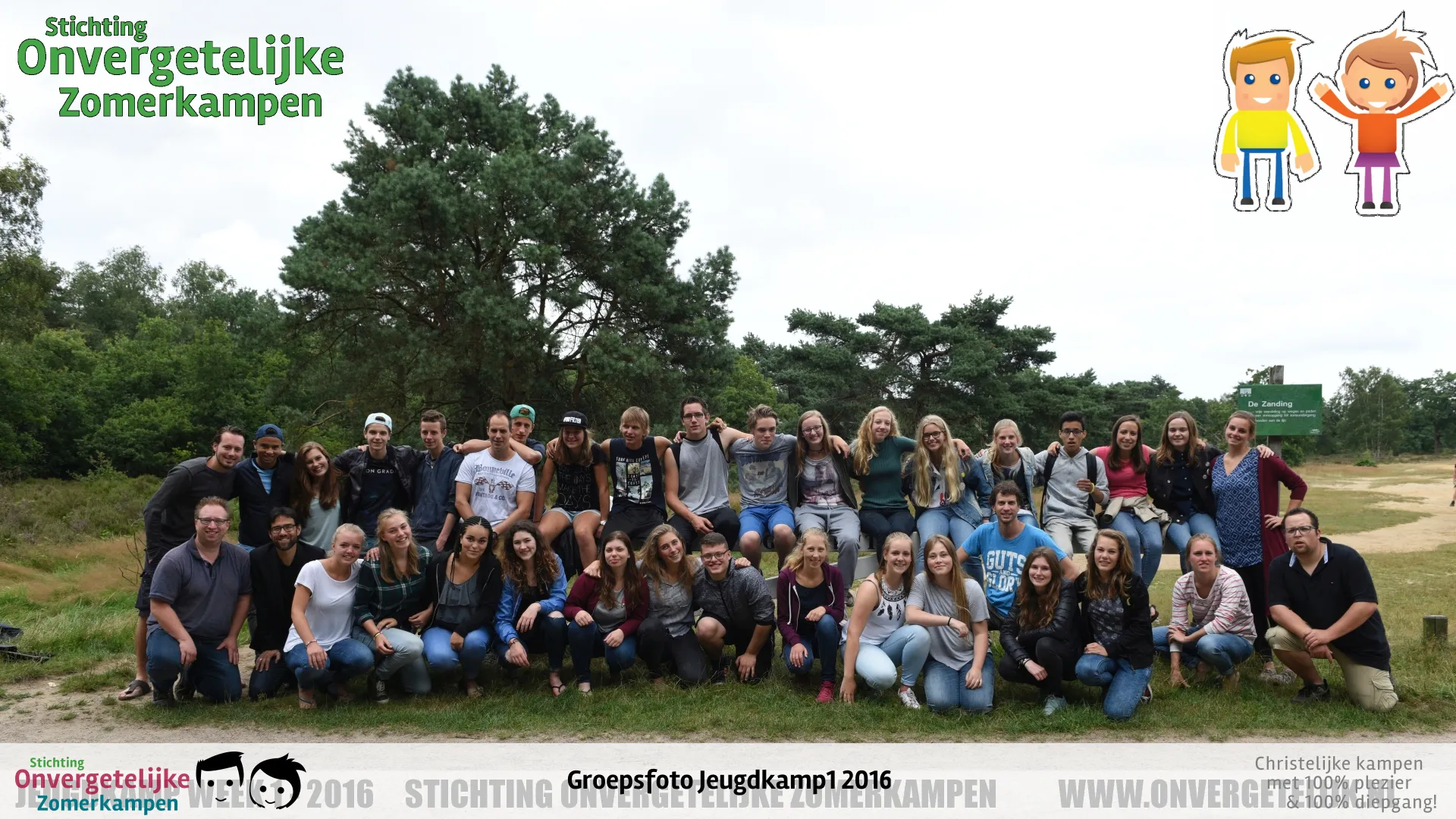 Groepsfoto van Jeugdkamp week 1 in 2016