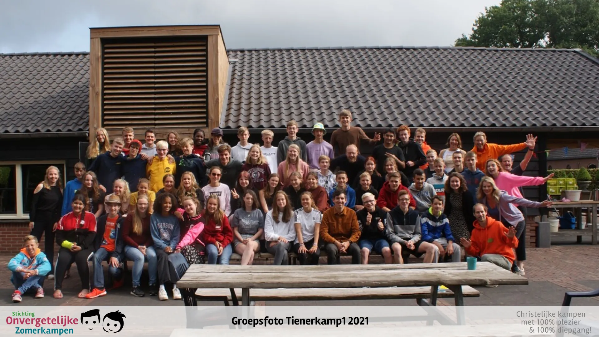 Groepsfoto van Tienerkamp week 1 in 2021
