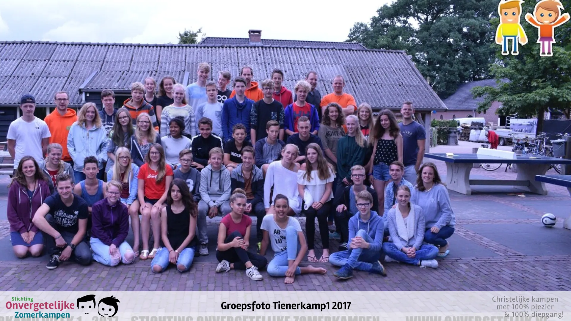 Groepsfoto van Tienerkamp week 1 in 2017