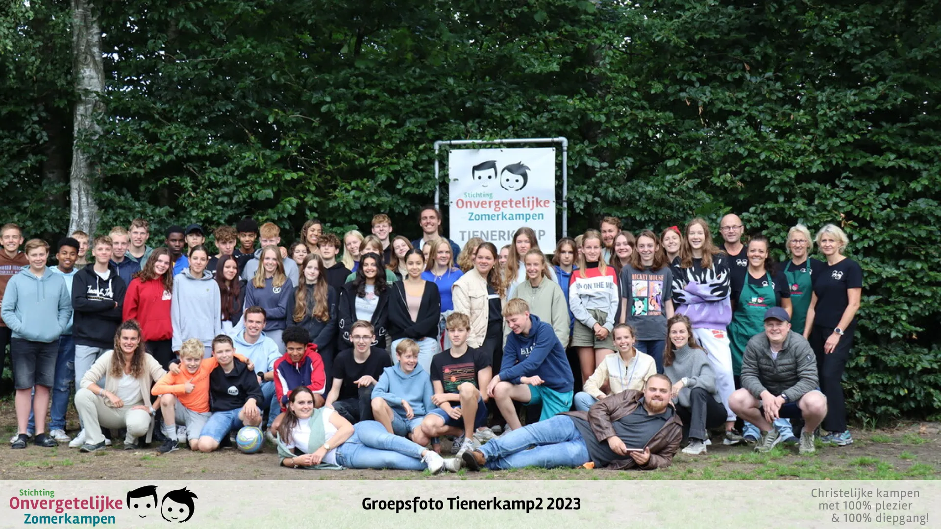 Groepsfoto van Tienerkamp week 2 in 2023