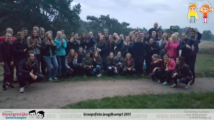 Groepsfoto van Jeugdkamp week 1 in 2017