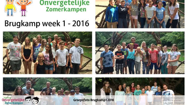 Groepsfoto van Brugkamp week 1 in 2016