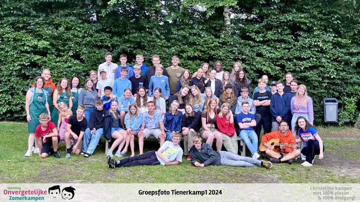 Groepsfoto van Tienerkamp week 1 in 2024