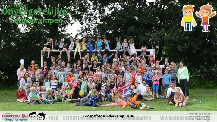 Groepsfoto van Kinderkamp week 1 in 2016