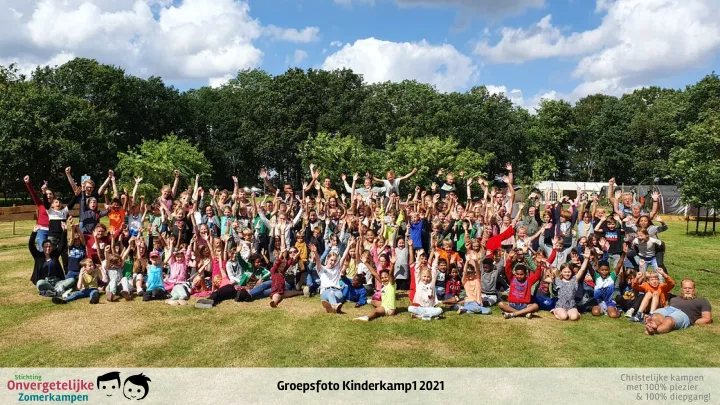 Groepsfoto van Kinderkamp week 1 in 2021
