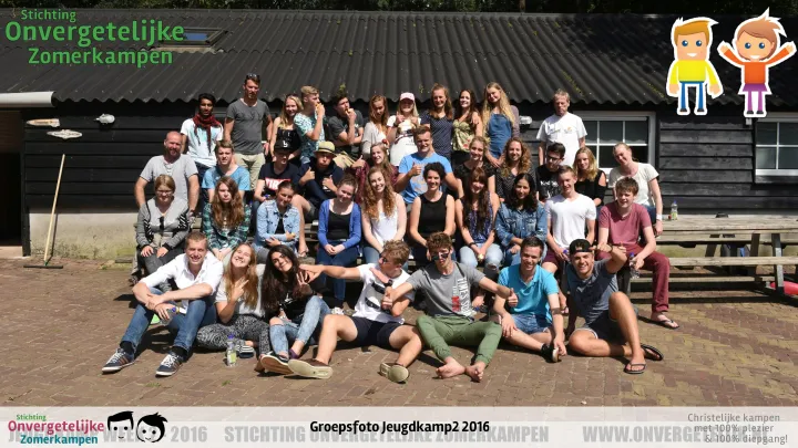 Groepsfoto van Jeugdkamp week 2 in 2016