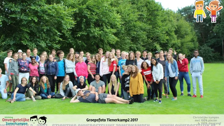 Groepsfoto van Tienerkamp week 2 in 2017