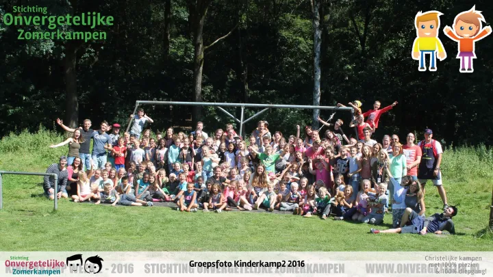 Groepsfoto van Kinderkamp week 2 in 2016